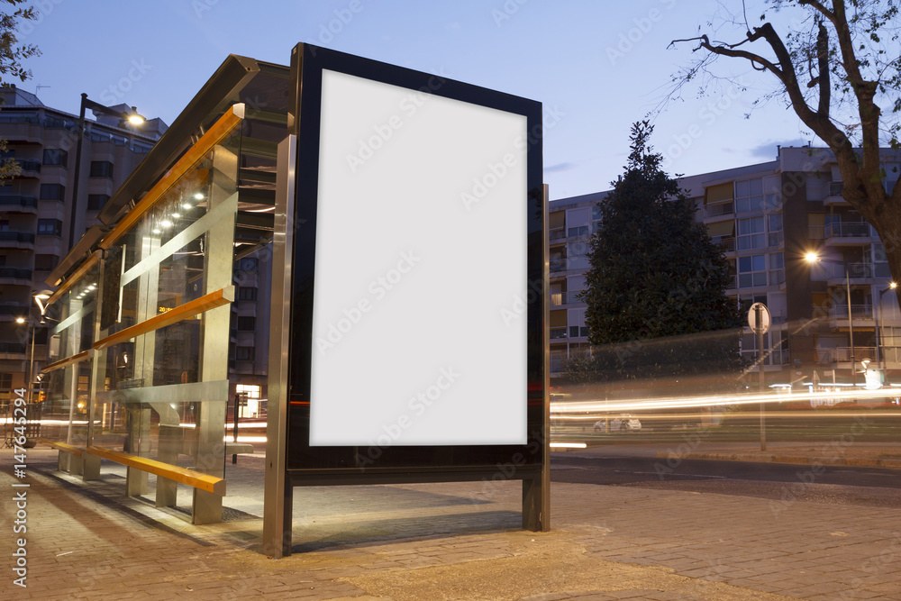 Blank advertisement in a bus stop Blank advertisement in a bus stop