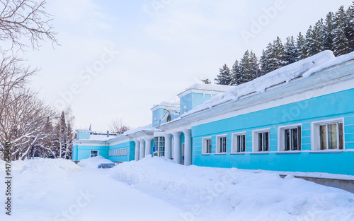 Fragment of the building of the former hydropathic institution. Resort Belokurikha. Altai, Russia