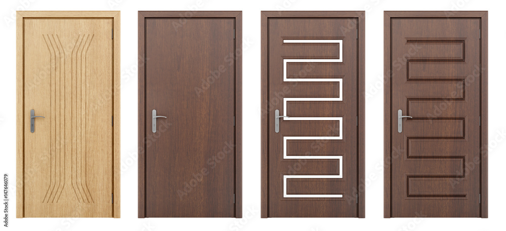 Fototapeta premium wooden door isolated on white background