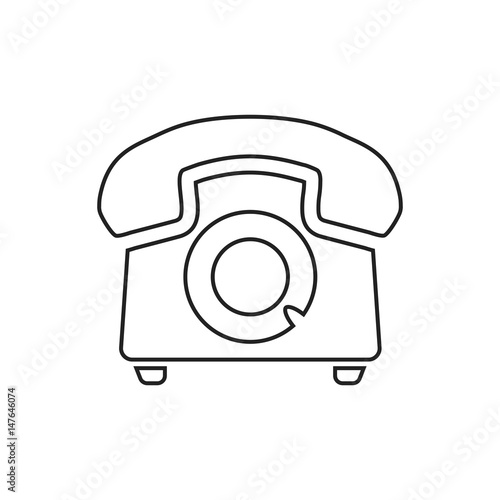 Phone vector icon in line style. Old vintage telephone symbol illustration.