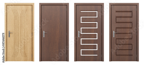 wooden door isolated on white background photo