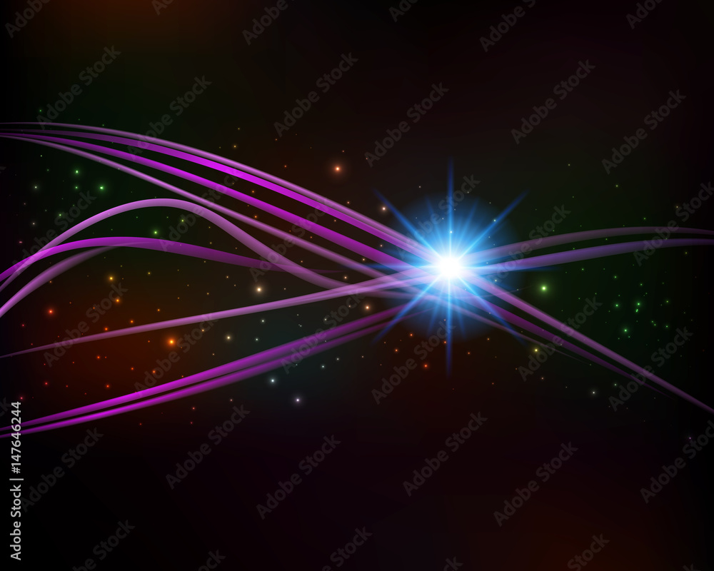 Overlaying wavy lines forming an abstract pattern on a dark background with stars. Overlaying wavy lines forming an abstract pattern on a dark background with stars.