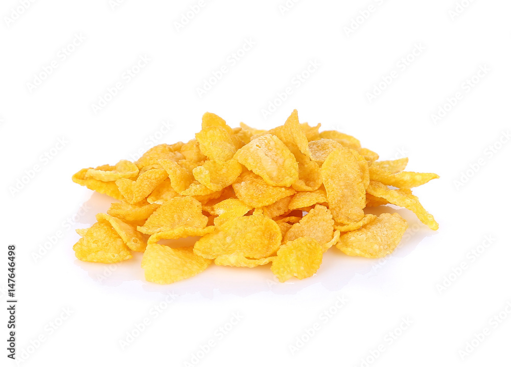 Pile of cornflakes, isolated on white background Pile of cornflakes, isolated on white background