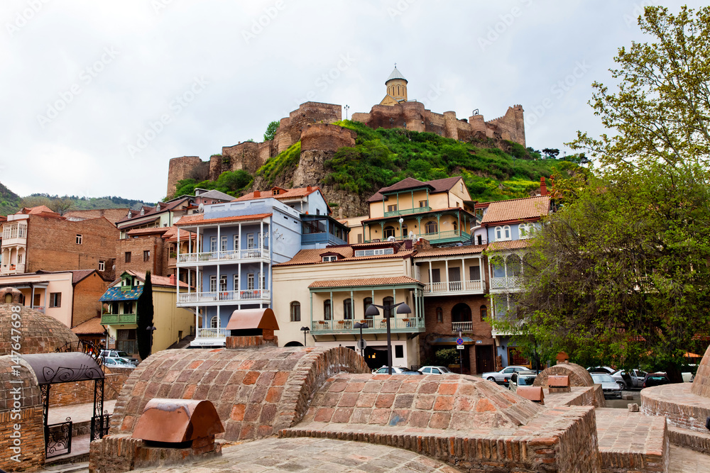 Old houses of Tbilisi city, Georgia. Cityscape view