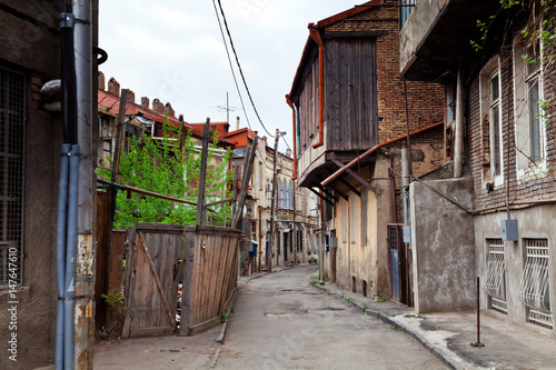 Neighborhood with old crumbling houses in Tbilisi, Georgia
