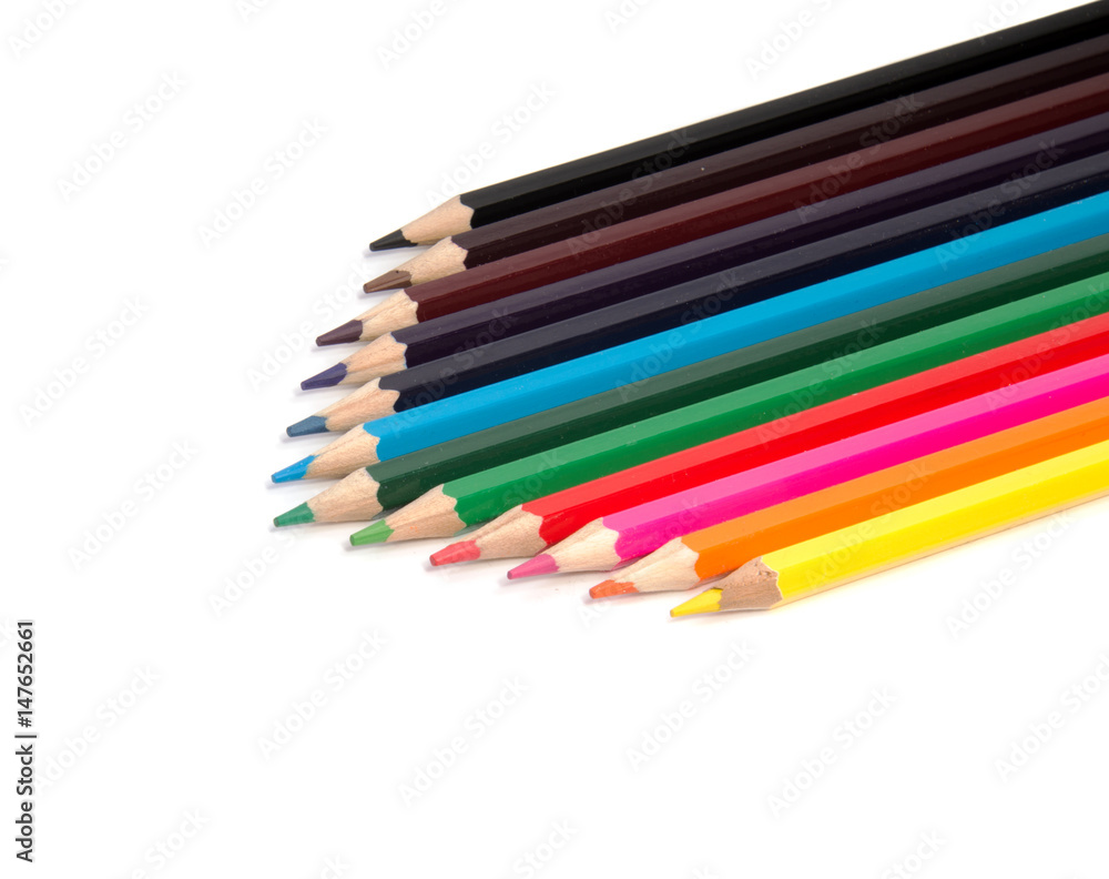 pencils color on white background pencils color group