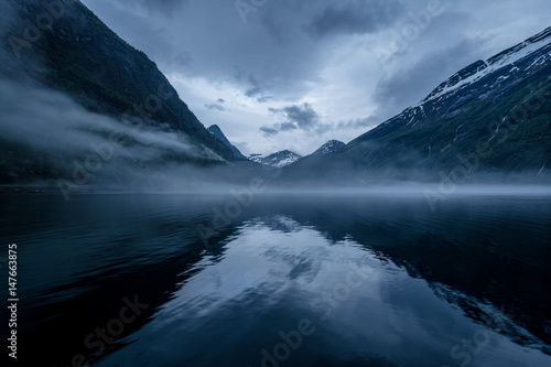Foggy norwegian landscape