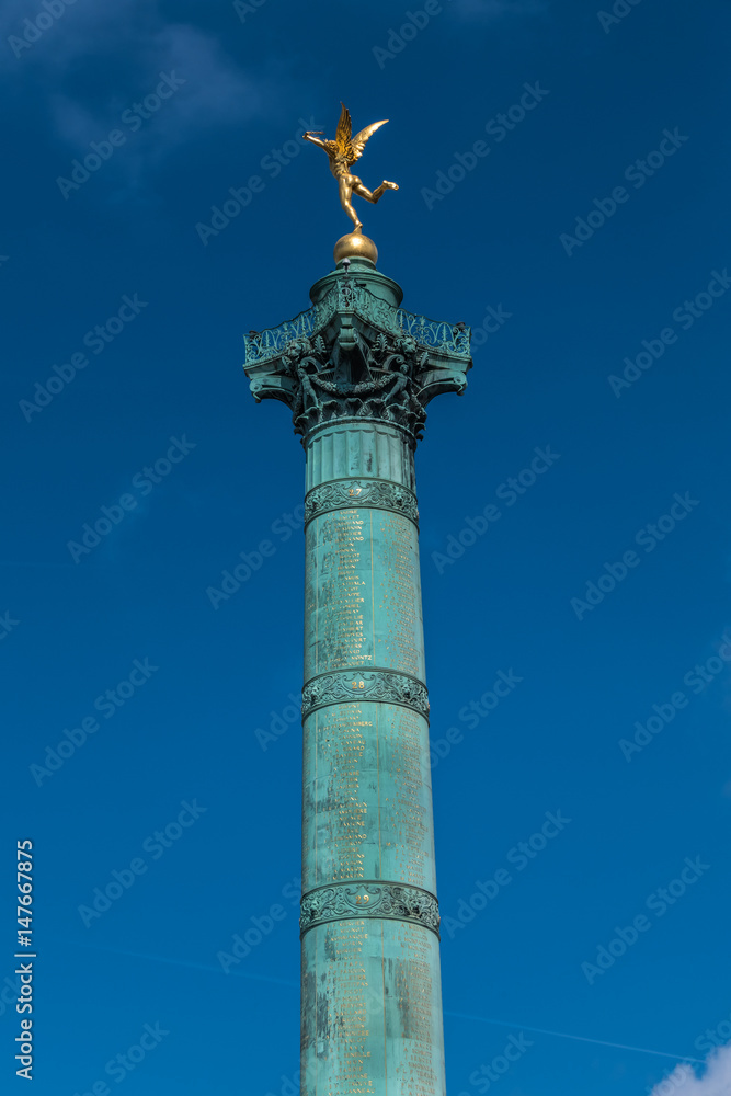 July Column (1840) on Bastille Square. Paris, France.