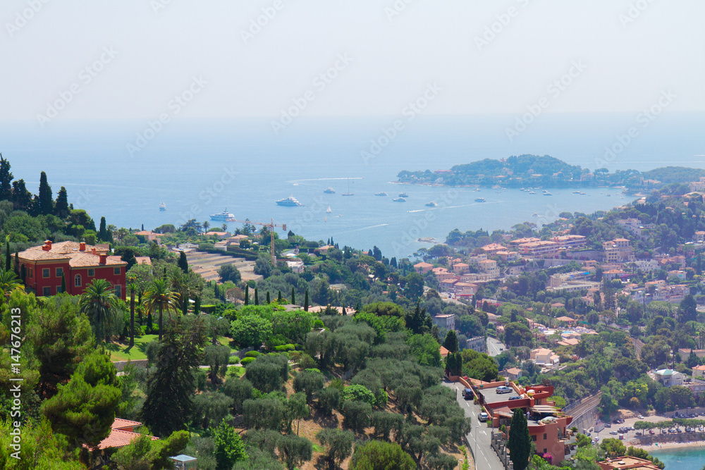 landscape of coast and turquiose water of cote dAzur, french Riviera, France