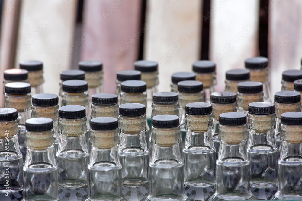Glass bottles with a bottle stopper. Glass bottles with a bottle stopper.