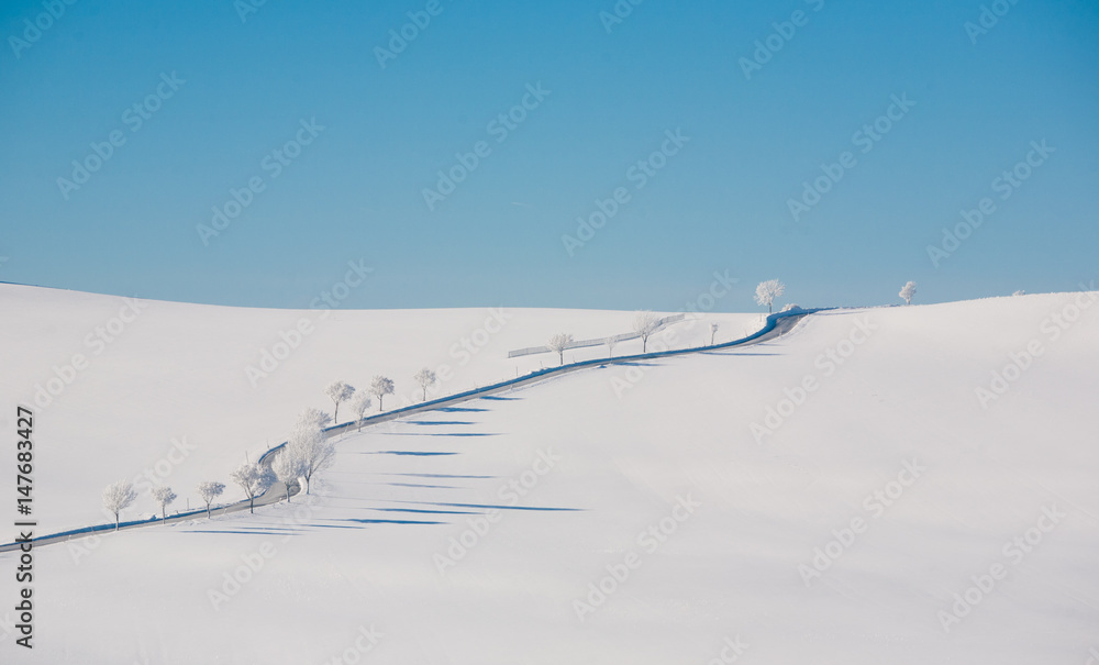 Landstraße im Schnee