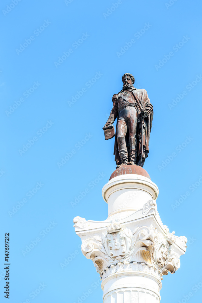Statue of Dom Pedro IV at Rossio Square in downtown Lisbon