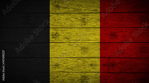 Flag of Belgium painted on old wood boards