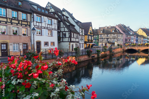 view of canal, Colmar, most famous town of Alsace, France