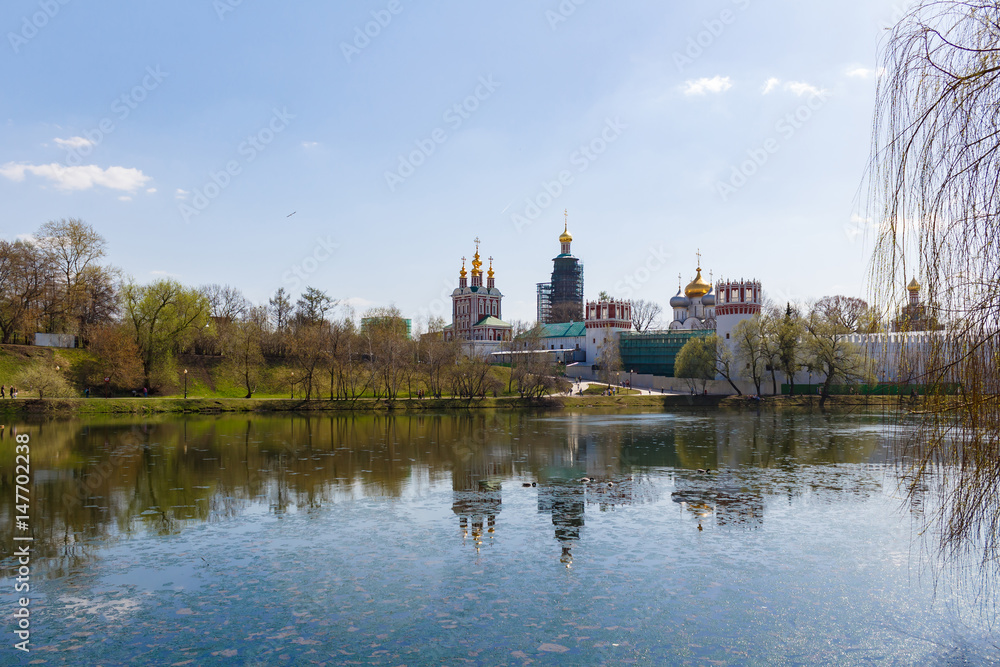 Novodevichy convent, view from the Bolshoi Novodevichy pond. Moscow, Russia