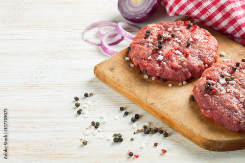 raw home-made beef burger cutlet