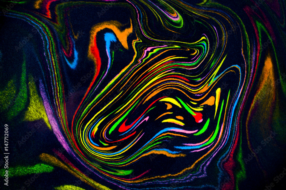 Colorful abstract acrylic painting. Natural dynamic mixture of oil colored  pigments fluid flow on black background. Naturally blurred. Stock Photo |  Adobe Stock