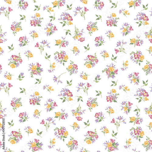 Floral seamless pattern. Flower bouquet garden ornamental background.
