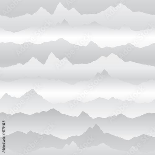 Abstract wavy mountain skyline background. Nature landscape winter seamless pattern