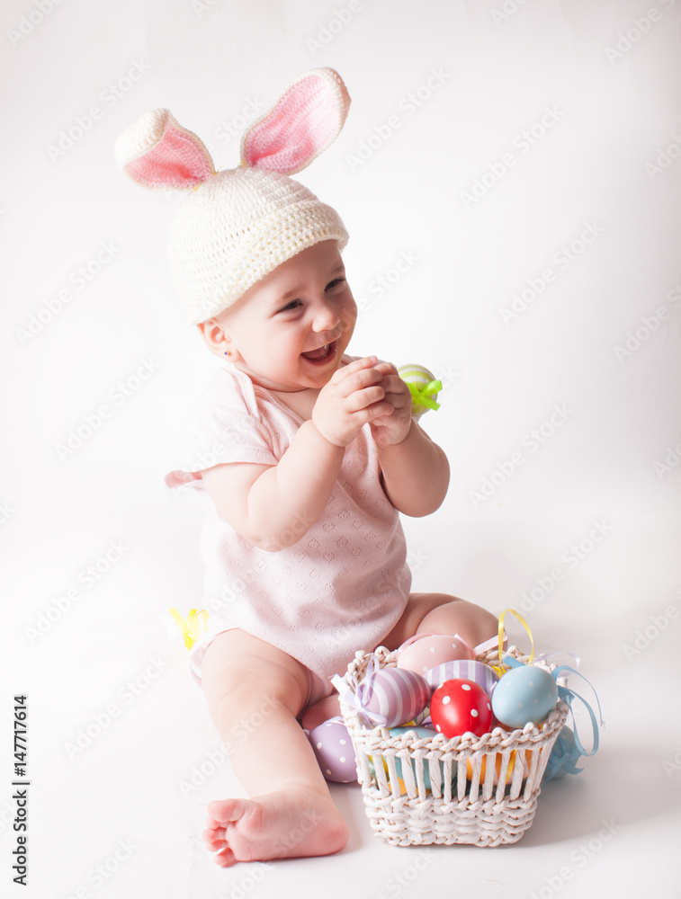 Baby girl in a rabbit hat Baby girl in a rabbit hat
