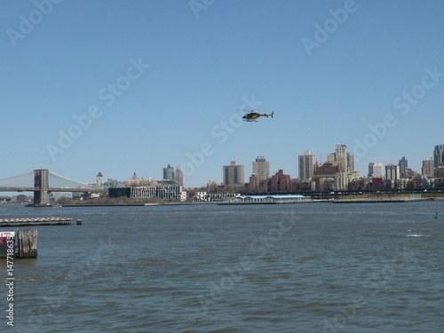 Helicopter flying over New York