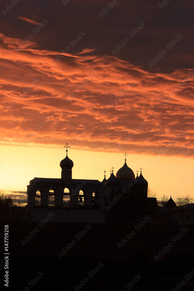 At sunset in Veliky Novgorod.