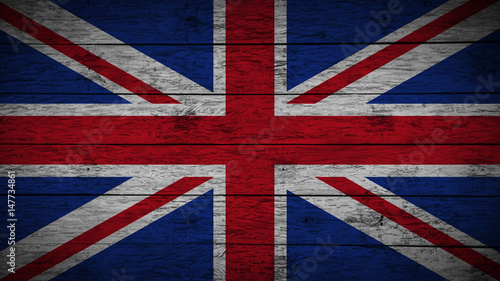 Flag of United Kingdom painted on old wood boards