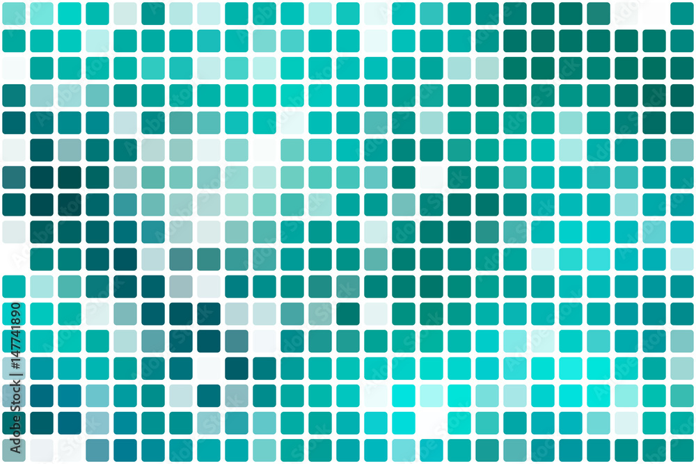 Fototapeta premium Turquoise green occasional opacity mosaic over white