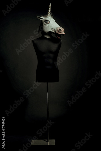 Unicorn mask isolated on tailor dummy