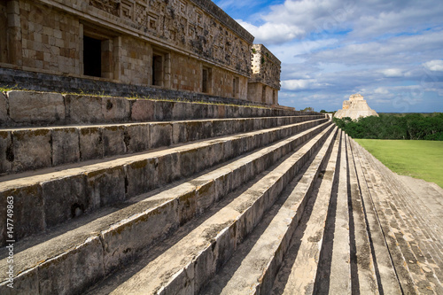 Uxmal Ancient Maya Architecture Archeological Site in Yucatan Mexico