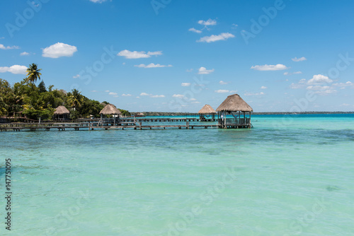 Pier on the lake in Bacalar, Mexico