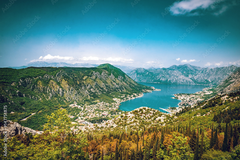 View of Boka Kotorska bay in Montenegro