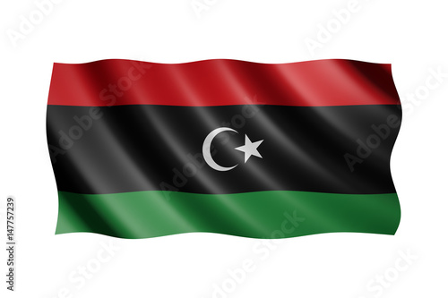 Flag of Libya isolated on white, 3d illustration