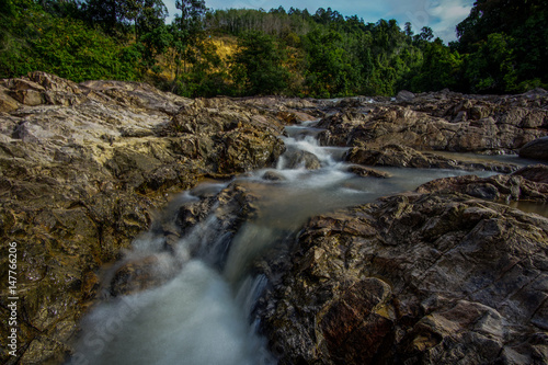 waterfall in rain forest jungle