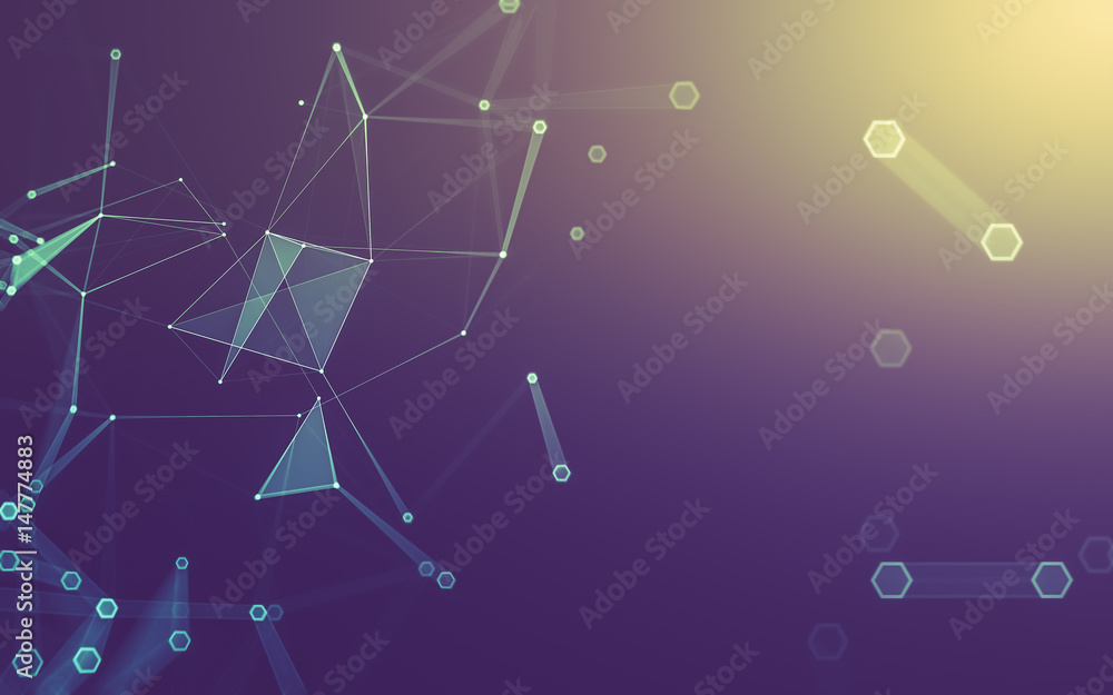 Fototapeta premium Abstract polygonal space low poly dark background, 3d rendering
