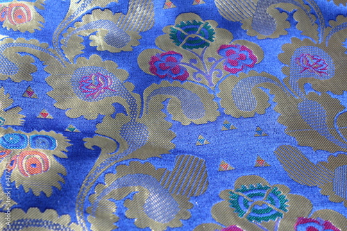 Traditional Chinese Blue Brocade 