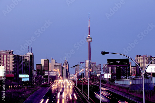 Busy highway to Toronto Downtown. Toronto, Ontario, Canada