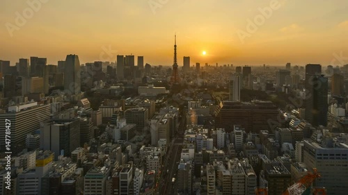 Wallpaper Mural 4k time lapse of night to day sunrise scene at Tokyo city Torontodigital.ca