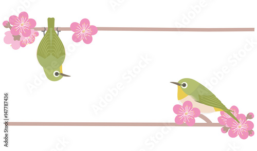 メジロと梅　和風