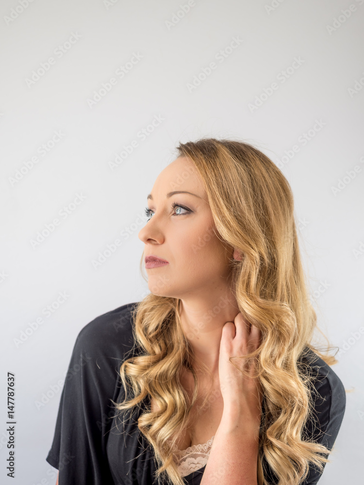 blond woman on a white background blond woman on a white background