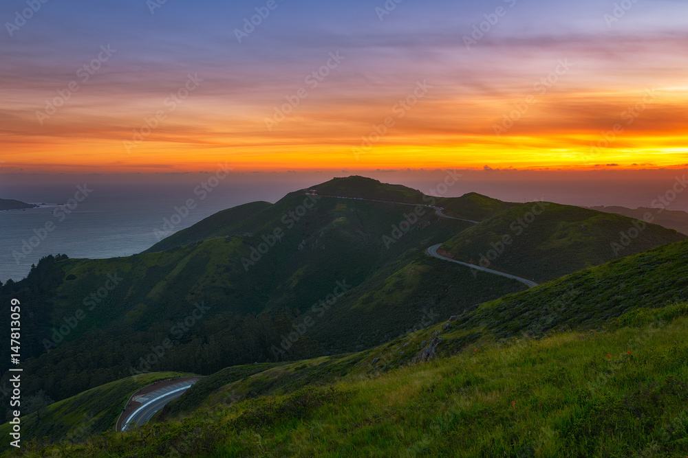 Sunset over Marin Headlands San Francisco California
