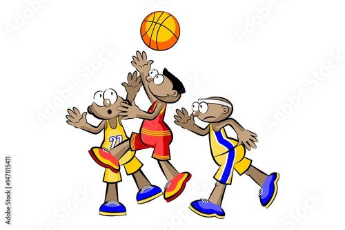 Three Basketball Players isolated over white