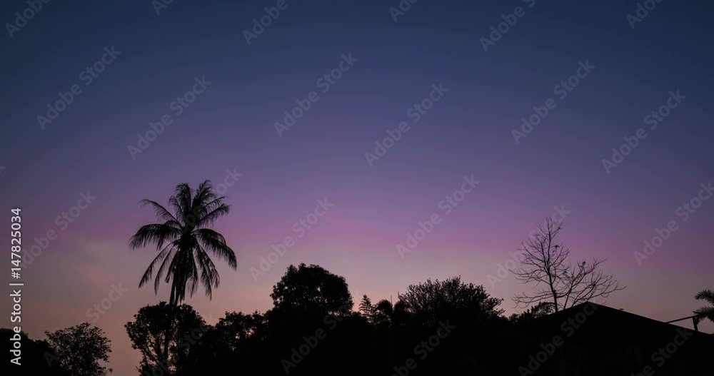 Night To Day With Sunrise Behind Mountain And Silhouette Row Of Tree Night To Day With Sunrise Behind Mountain And Silhouette Row Of Tree