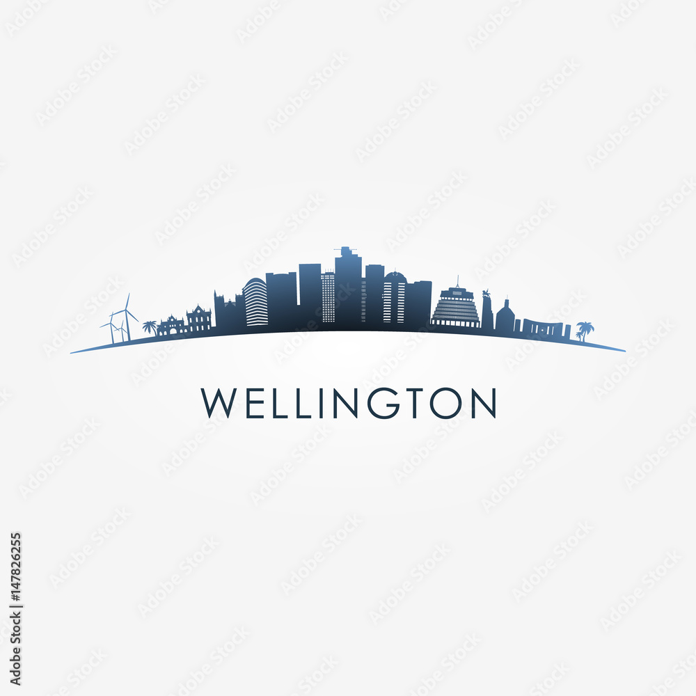 Wellington, New Zealand skyline silhouette