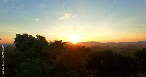 aerial photography in the morning around the fruit fields and vegetable fields photo