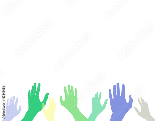 Color hands on white background