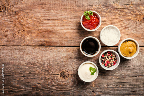 bowls of various dip sauces