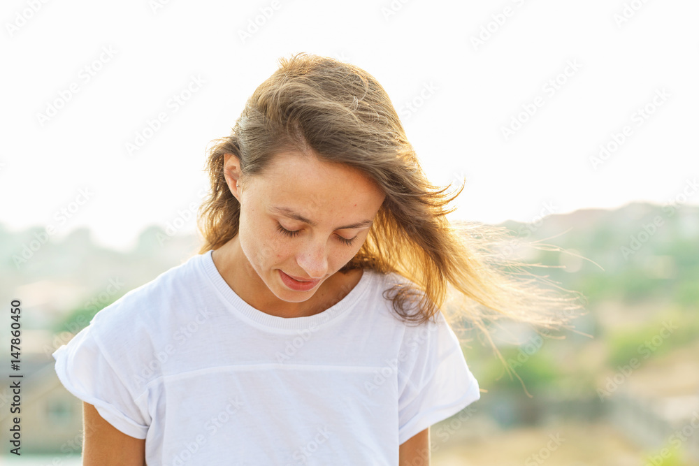 Young girl at sunset Young girl at sunset