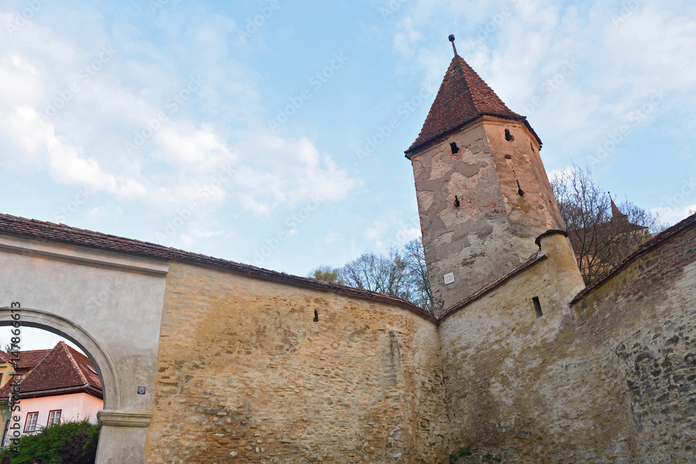sunset at Tower of the entrance of Sighisoara,transylvania, Romania sunset at Tower of the entrance of Sighisoara,transylvania, Romania