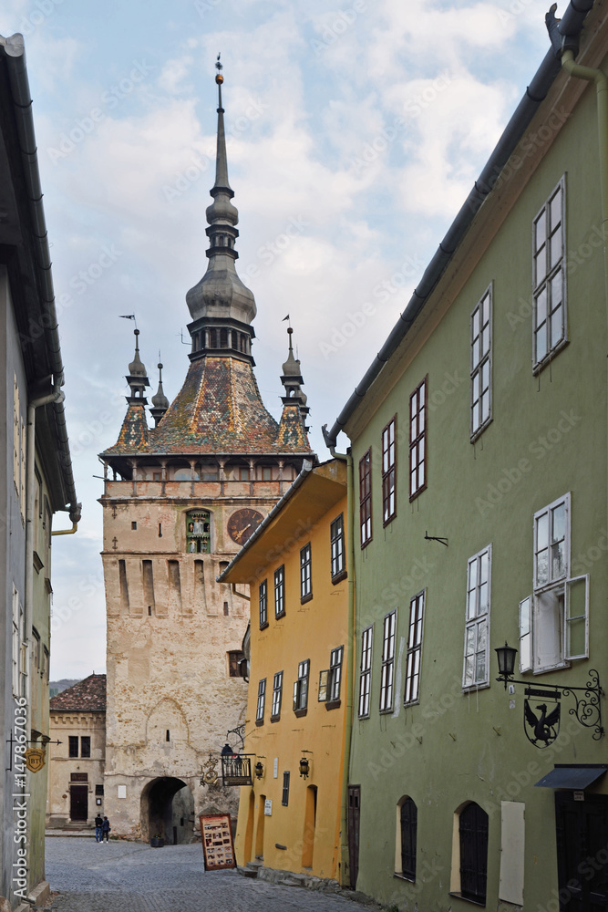 Obraz premium Unesco World Heritage Clock tower in Sighisoara Transylvania Romania